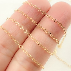 1 voet 2 mm, 14k gold filled platte kabelketting, permanente sieraden, juwelen en kettingen, kabelgroothandelketting te voet, gold filled. 1010201F