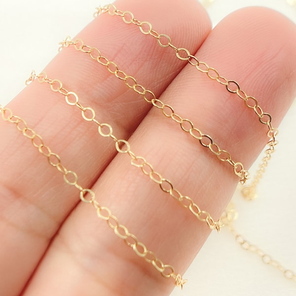 2mm, 14k Gold Filled Flat Cable Chain, Permanent Jewelry, Jewels and Chains, Cable Wholesale Chain by Foot, Gold Filled Bulk. 1020FGF