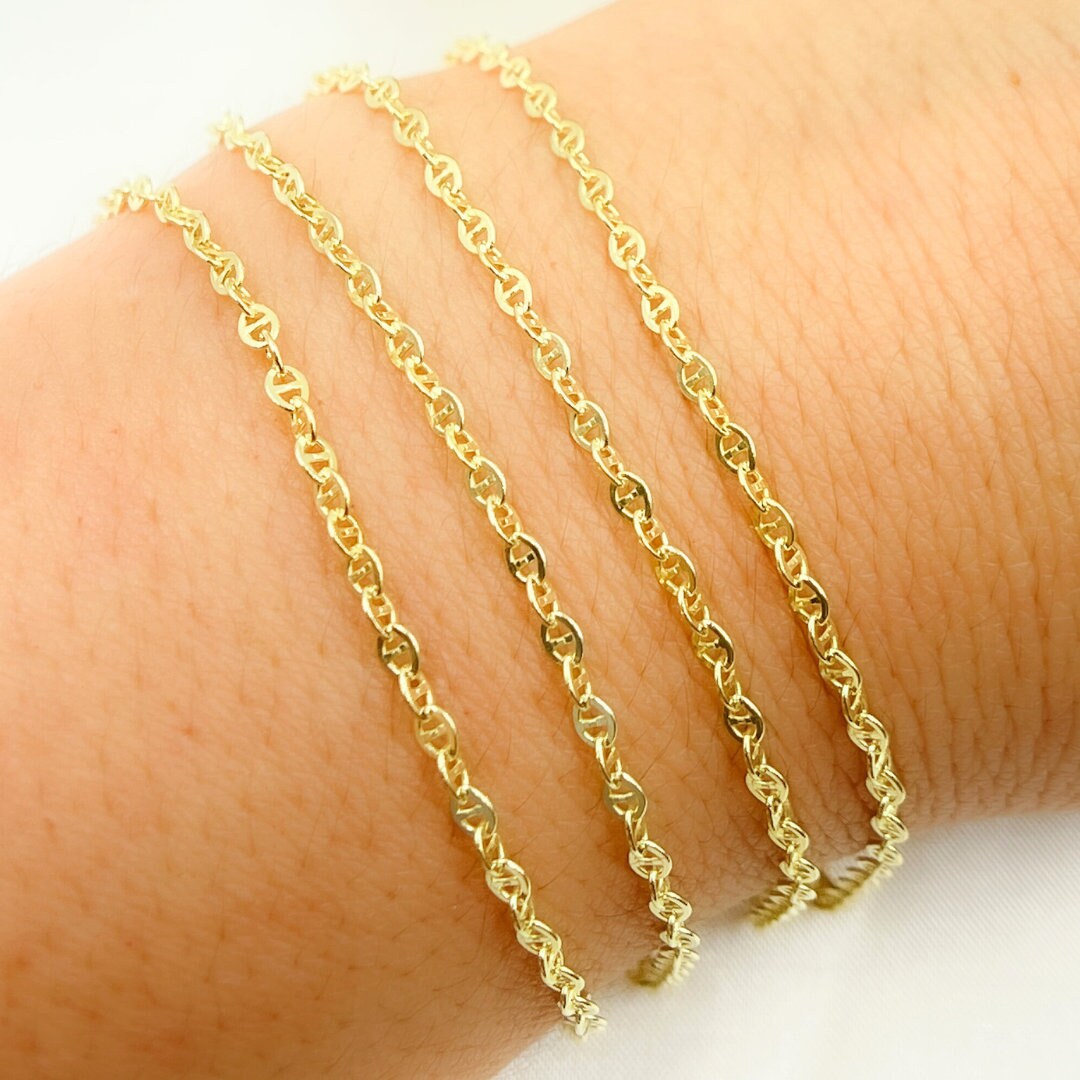 Gold Plated 925 Sterling Silver Fancy Link Chain, Permanent Jewelry ...