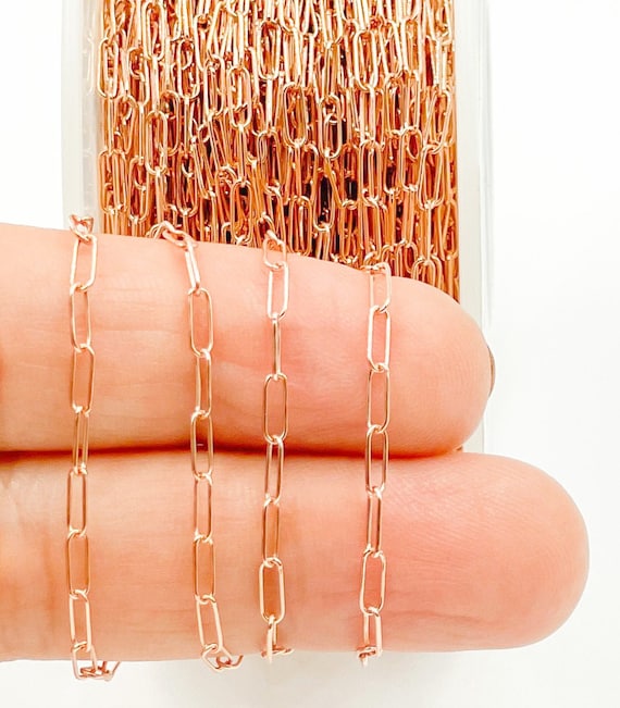 1FT 5x2mm 14k Rose Gold Filled Chain by Foot Unfinished Oval Link Paperclip Chain Rose Gold Filled Necklace Wholesale Bulk. 1016061 Etsy