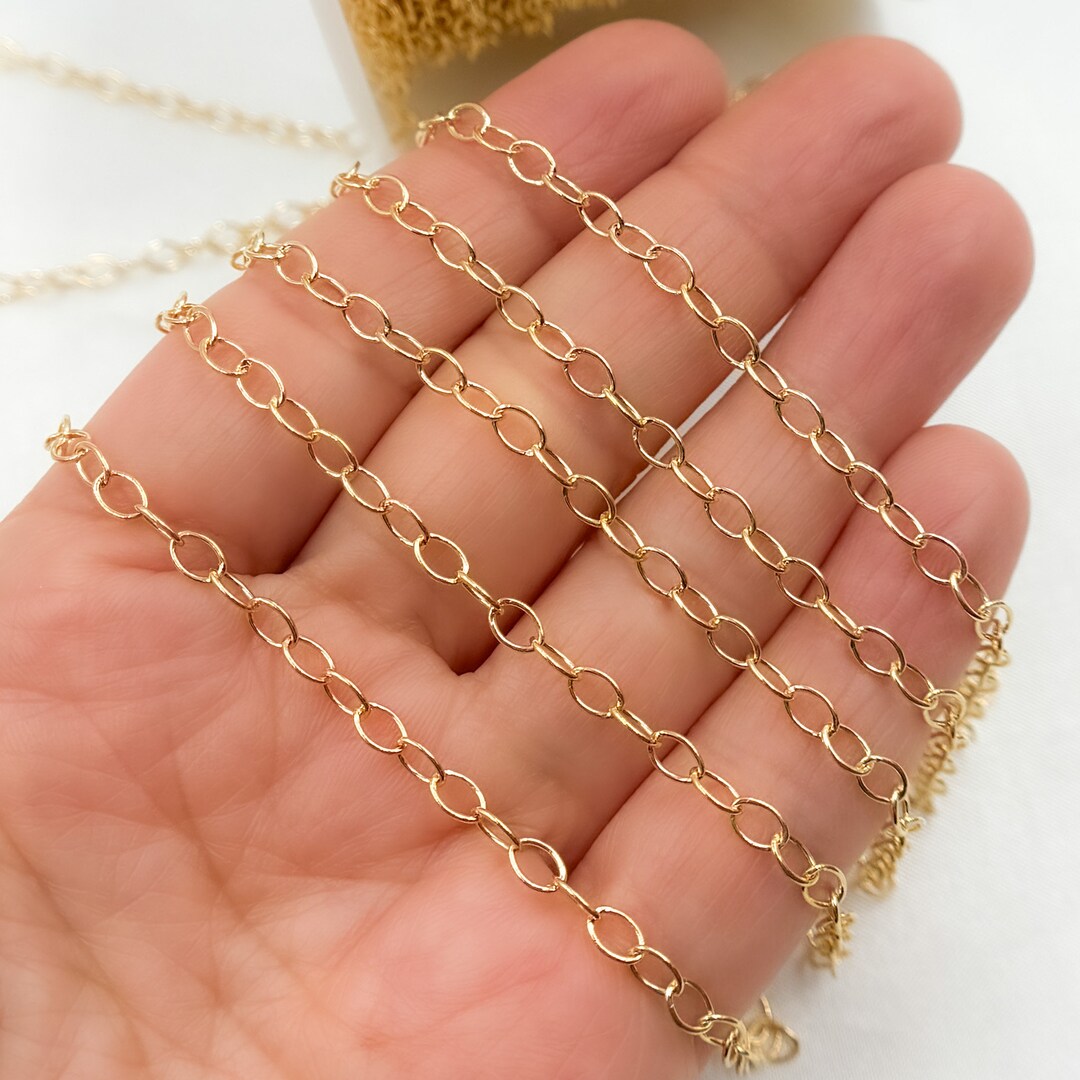 Craftdady 5M 14K Gold Filled Curb Chain - 4x3mm Brass Soldered Necklace Chain For DIY Jewelry Making (Unisex) - View #11