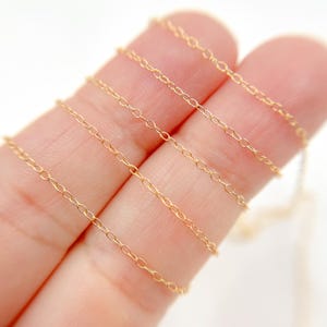 1FT 1mm Solid Gold Filled Cable Chain Foot, Bulk Unfinished Necklace Chain, Cut to size Gold Fill Cable Chain, Gold Filled Supply. 822GF