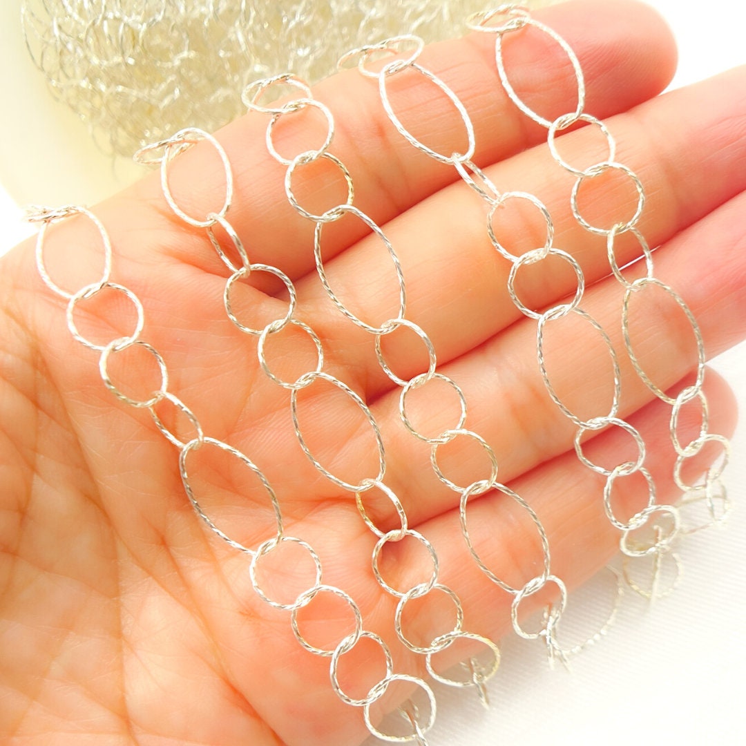 1FT 14x8mm 925 Silver Chain by Foot, Large Oval Round Link