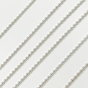 1 FT 1.5mm 925 Silver Unfinished Ball Chain by foot, Round Sterling Silver Bead Chain bulk, circle bead necklace Chain supply. V112SS