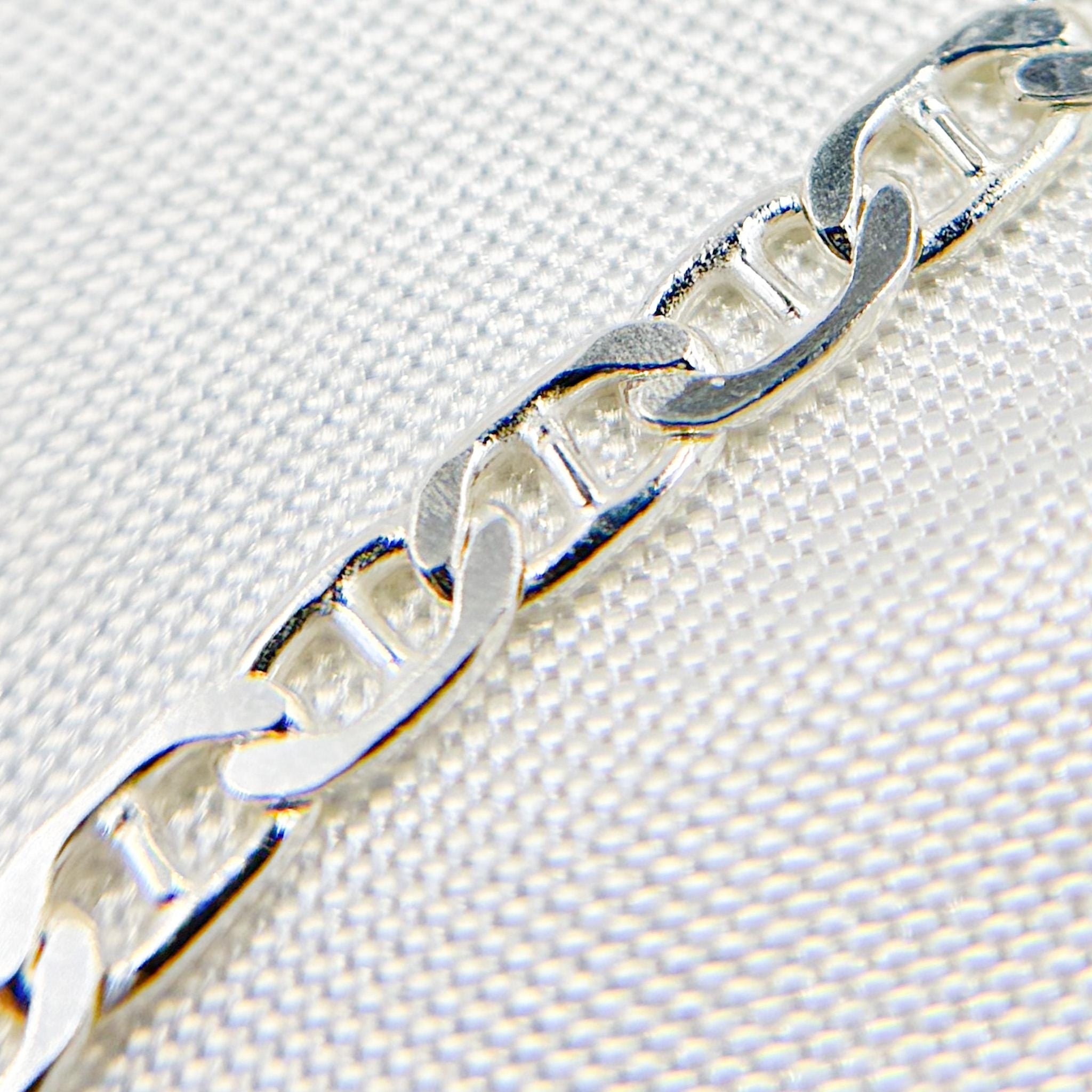 1FT 5x2mm 925 Silver Chain by Foot, Flat Mariner Unfinished