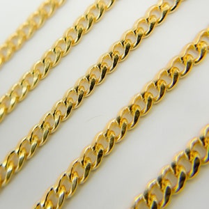 1FT 3.8x2.80mm 14k gold filled flat curb chain, tight tiny cuban curb unfinished chain, small Miami curb link chain wholesale. 10641HR image 3