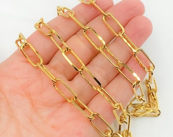 Gold Plated Sterling Silver Paperclip Chain, Diamond Cut Bulk by Foot. Y105DGP
