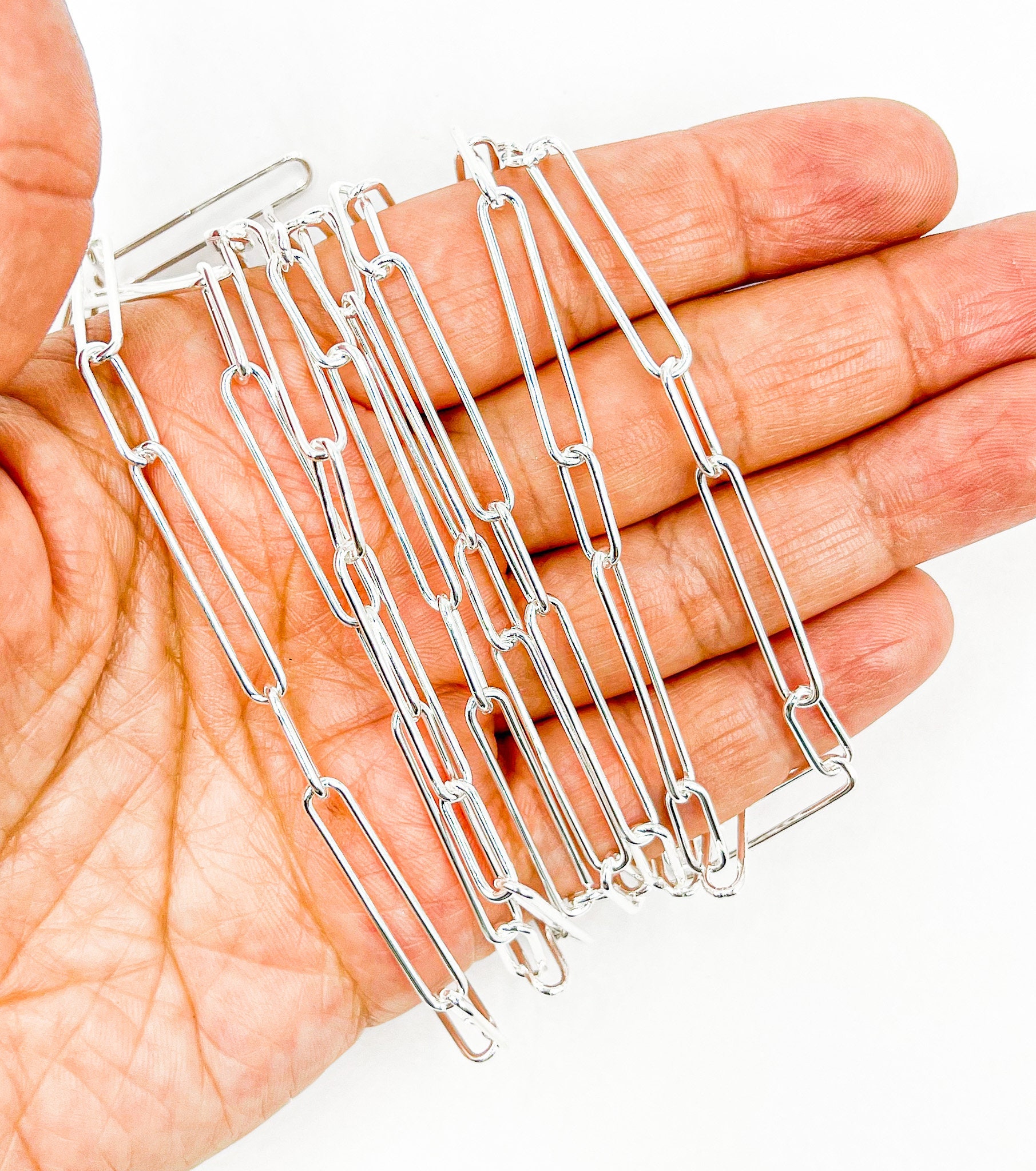 1FT 25x4mm 925 Sterling Silver Paperclip Chain Bulk Smooth Etsy UK