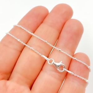 925 sterling zilveren ketting, kubus satelliet afgewerkte ketting 16 en 18 inch. Zilveren kubus kralenketting, zilveren damesketting. Z36SSKetting