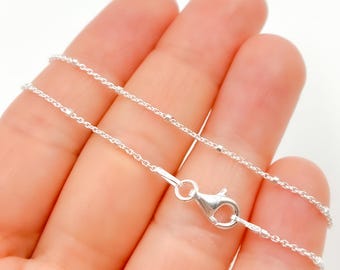 925 Sterling Silver necklace, Cube Satellite Finished Necklace 16 & 18 inches. Silver cube Bead Chain, Women Silver Necklace. Z36SSNecklace
