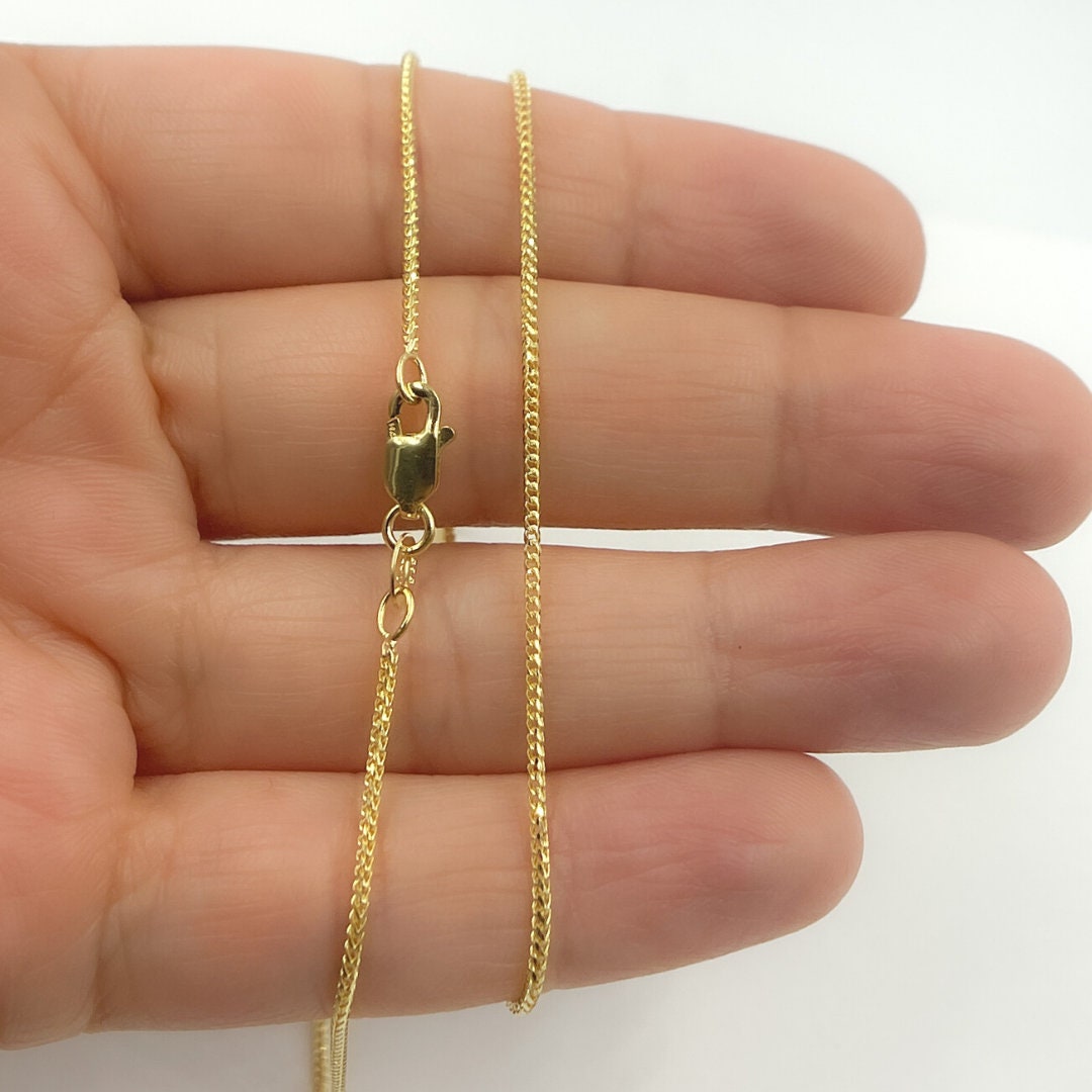 14K Solid Gold Wheat Chain, Dainty Necklace, Pendant Chain