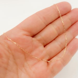 Halsband i 14K massivt gult guld med gem, rektangulär länkkedja i äkta guld, unisex lager-på-lager-halsband, trendiga smycken för vardagsbruk. 027FVBFVT5 bild 3
