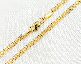 14K Solid Gold Bismark Bracelet, Real Gold Flat Link Chain, Gold Statement Bracelet, Fine Gold Jewelry for Women & Men. 035R03AC2T2Bracelet