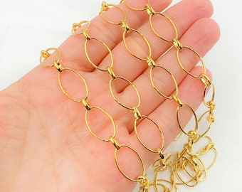 Gold Plated Sterling Silver Oval Link Chain, Permanent Jewelry. V155GP
