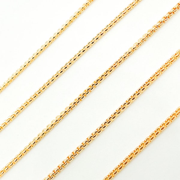 14k Gold Filled Box Rounded Chain Foot, Bulk Unfinished Necklace Chain, Cut to size Gold Fill Cable Chain,Gold Filled Jewelry Supply. 107741