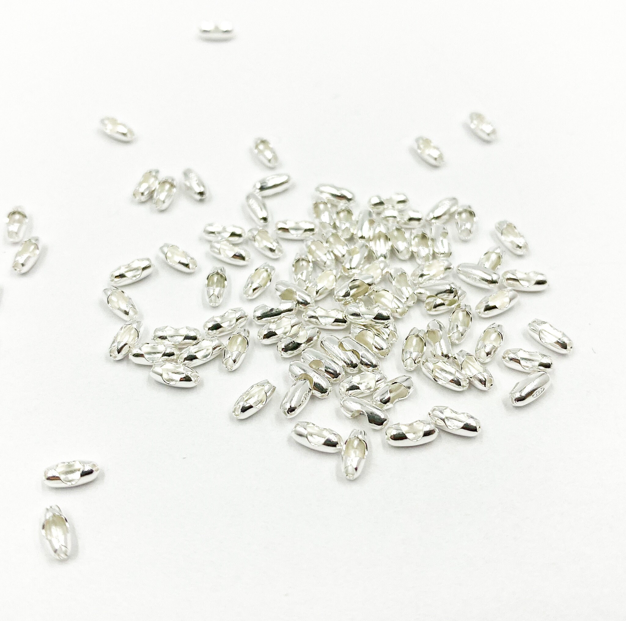 10pcs Real Silver Ball Chain Clasp, End Caps Clasps, Silver End Cup, Silver Crimp Endcap with Closed Ring, Sterling Silver Findings Supply