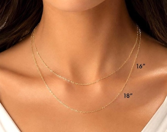 14k Solid Gold Seil Halskette, Twisted Spiga Link. 012C02