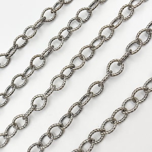 1FT 8x6mm 925 Oxidized Silver Twisted Large Oval Link Chain by Foot, Unfinished Vintage Bracelet Chain, Heavy Oval Link Chain. 106171OX