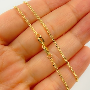14K Solid Gold Cable Chain Necklace, Dainty Real Gold Chain, Shiny Delicate Necklace, Fine Solid Gold Jewelry, Everyday Necklace. 0401767FD