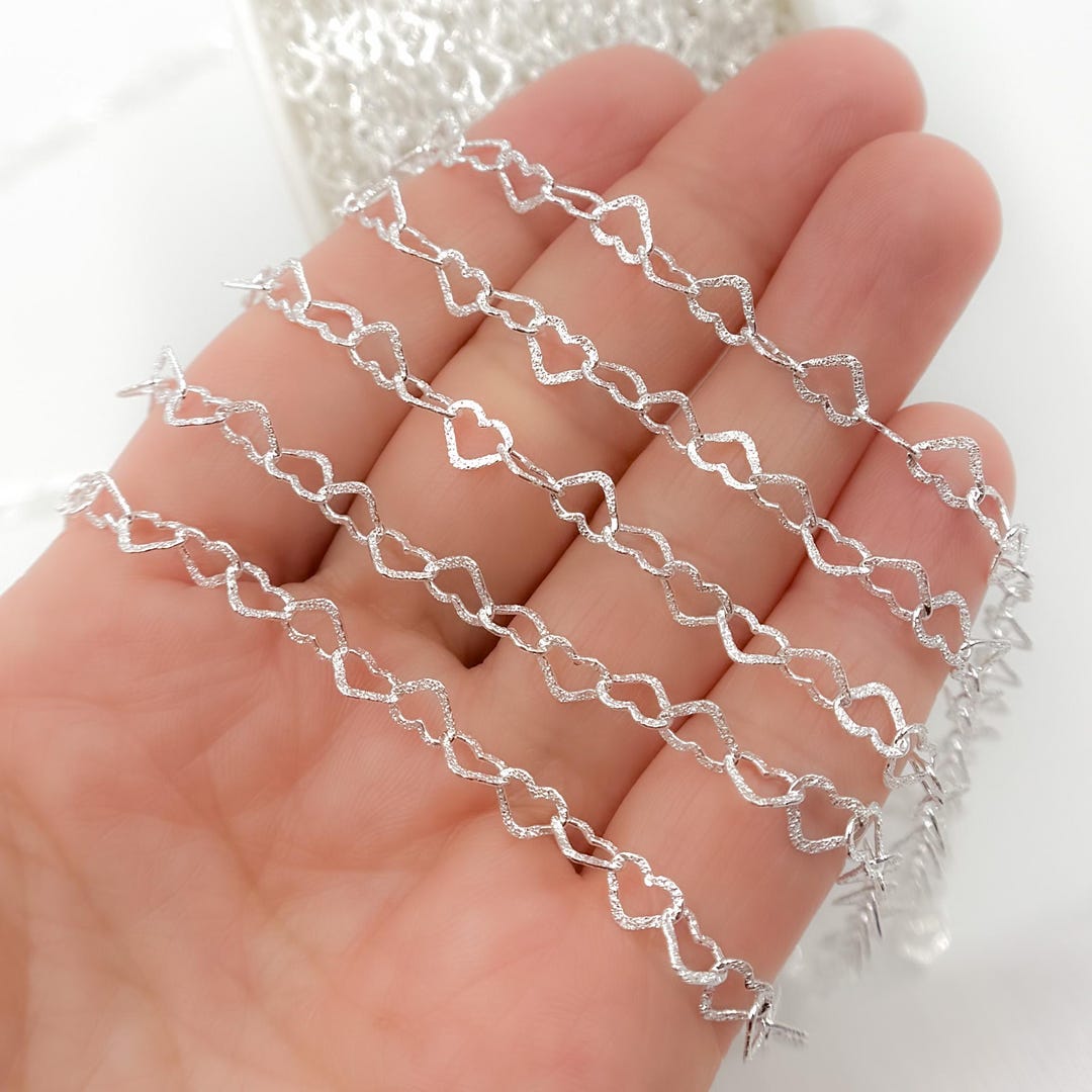 925 Sterling Silver Textured Heart Link, Permanent Jewelry, Sterling Silver  Chain by Foot, Jewels and Chains, Jewelry Making. Y113DSS - Etsy Israel