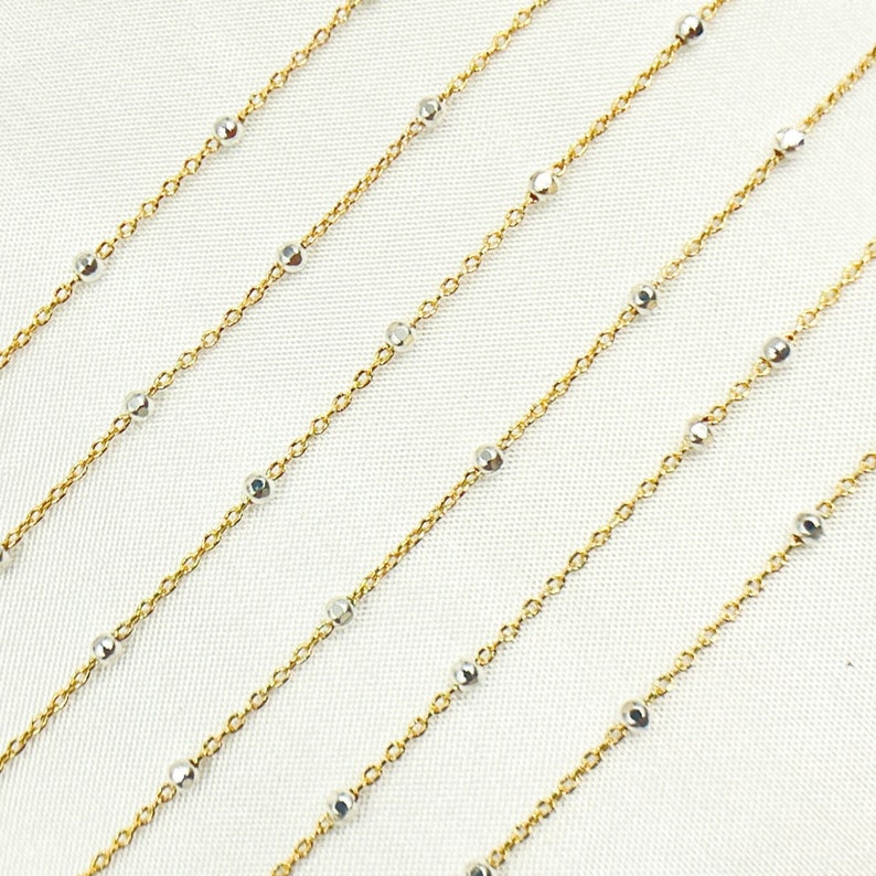 14k Gold Filled with 925 Sterling Silver Beads Satellite Chain, Satellite Chain, Bead Chain, Gold Filled Chain, Permanent Jewelry. 32SM11186 image 4