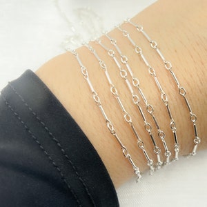 1FT 8mm, 925 Sterling Silver Fancy Bar Chain, Satellite Silver Chain, Silver Unfinished Chain, Bar Chain, Chain by Foot. 105671SS