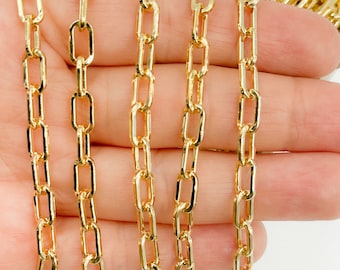 Gold Plated Sterling Silver Shimmer Chain, 9x5mm Oval Link. V137GP