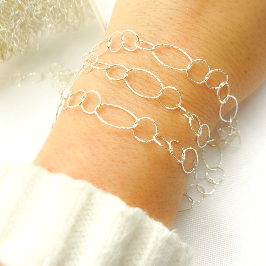 1FT 14x8mm 925 Silver Chain by Foot, Large Oval Round Link