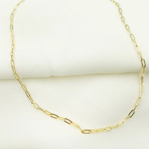 14K Solid Gold Paperclip Chain Necklace. Flat Link paperclip 8x3mm. Solid Gold paperclip chain 16 & 22 inches paperclip Necklace. 14K45