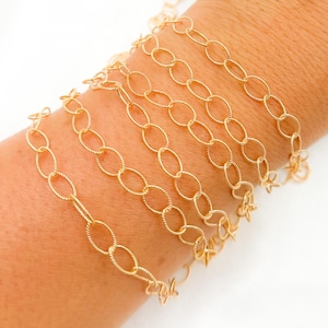 8x5mm 14k gold filled chain by foot, unfinished oval cable chain, delicate twisted oval link chain, wholesale tiny link chain. 720TWGF