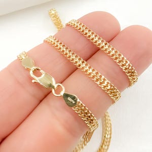 14K Solid Gold Bismark Necklace, Real Gold Flat Link Chain, Unisex Gold Necklace, Solid Gold Jewelry, Everyday Gold Chain. 050HARWA1L136