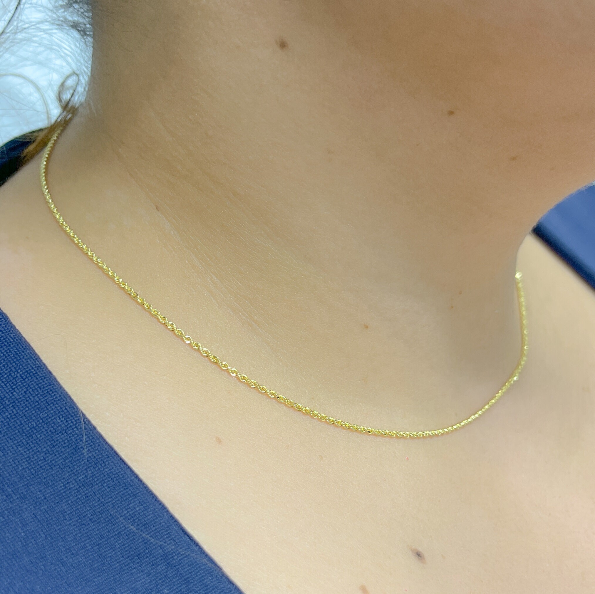 Real Gold Chain Necklace 16 & 18 inch Rope Chain 14k Gold | Etsy