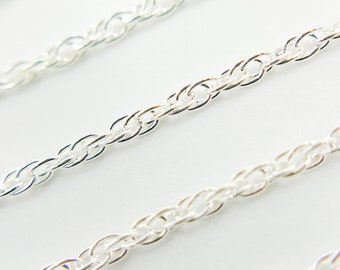 925 Sterling Silver Rope Chain by foot, Dainty Rope Necklace Chain supply, 1.7mm thick Tiny Spiga Chain, Twisted Snake bracelet. 100131R