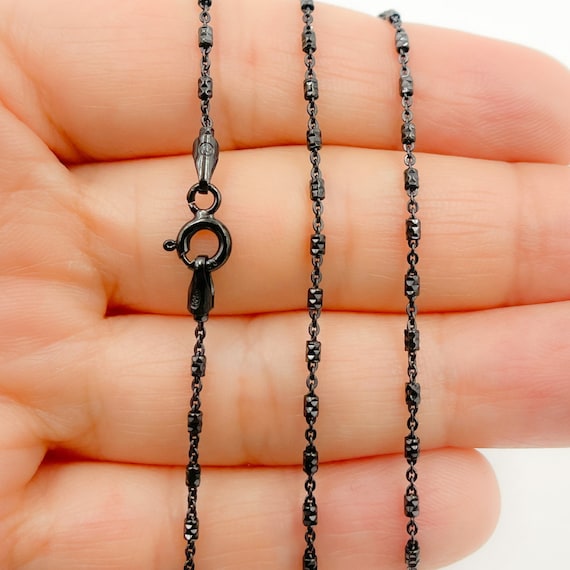 925 Sterling Silver Black Rhodium Satellite Necklace