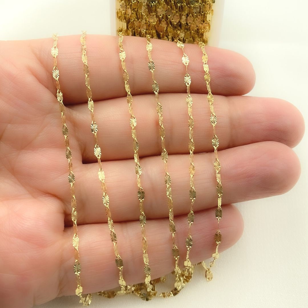 14k Solid Gold Diamond Cut Marina Chain by Foot. Unfinished Etsy