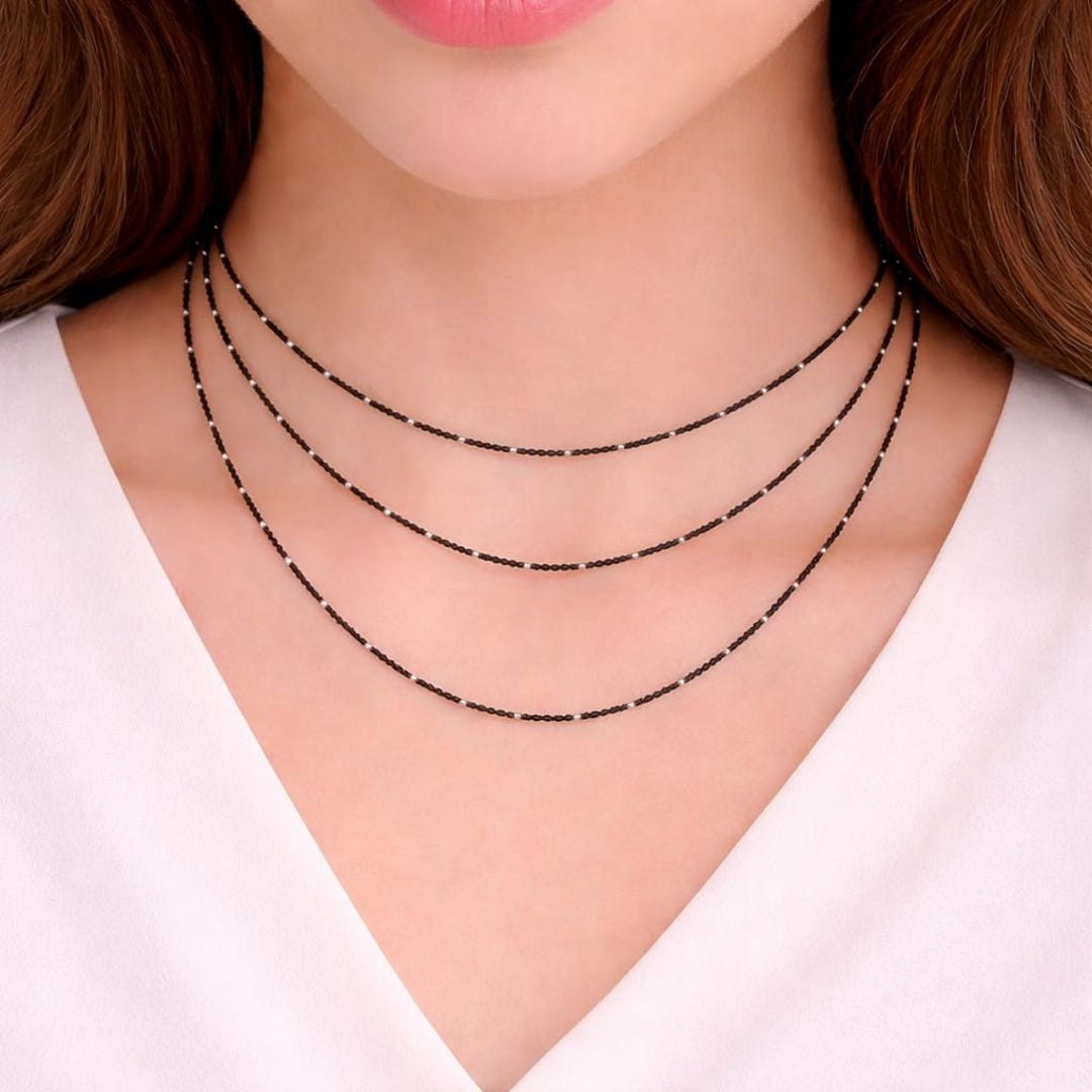 925 Sterling Silver Black Rhodium Satellite Choker Necklace