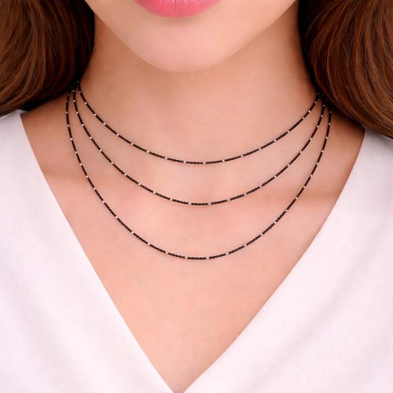 Chain Necklace 925 Sterling Silver Choker Necklace Eternity Chain