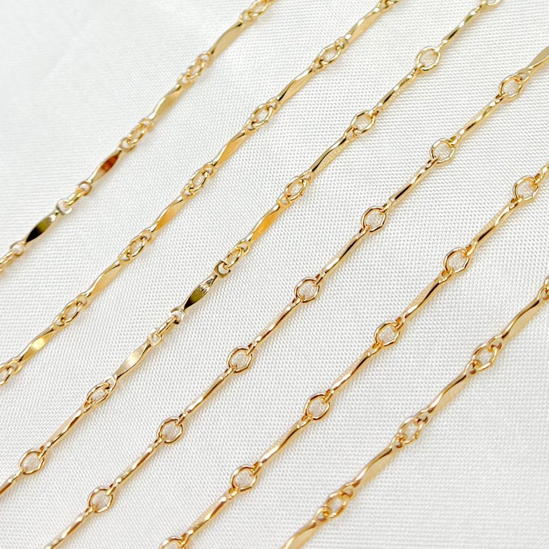 8x1mm 14k Gold Filled Dapped Bar Chain Bulk,gold Filled Bar Link Chain ...