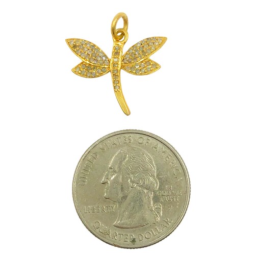 Pave diamond 18x21mm 925 silver dragonfly charm, gold, rhodium, rose gold butterfly shops charm, small dragonfly necklace charm wholesale bulk
