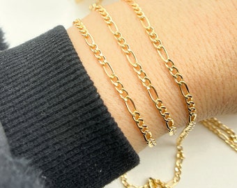 1FT  6x3mm 14K Gold Filled Flat Figaro Chain. Gold Filled Shiny figaro chain. Unfinished Chain Wholesale 2931CHR