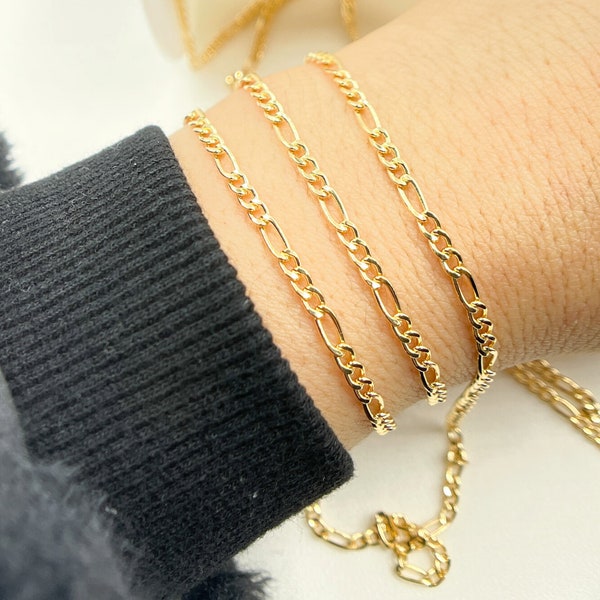 1FT  6x3mm 14K Gold Filled Flat Figaro Chain. Gold Filled Shiny figaro chain. Unfinished Chain Wholesale 2931CHR