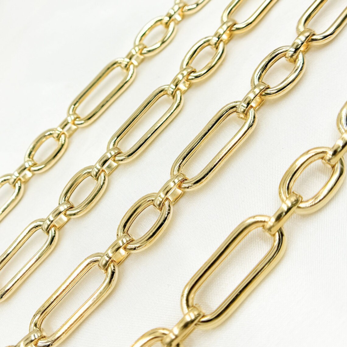 Smooth Round Chain Gold-plated 925 Sterling Silver Smooth Long & Short Links Chain, Gold ...