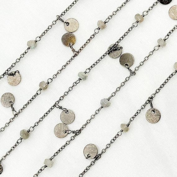 Tassel Earrings with Disk Circle and Bead Rhodium-plated Sterling Silver Tassel Earrings with Disk Circle and Bead Rhodium-plated Sterling Silver