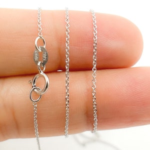 Solid White Gold Tiny Cable Chain, 14k Gold Cable Chain Necklace, Gold 16&quot;, 18 & 20&quot; Necklaces, Gold Choker Necklace Bulk.  025R01T5WG