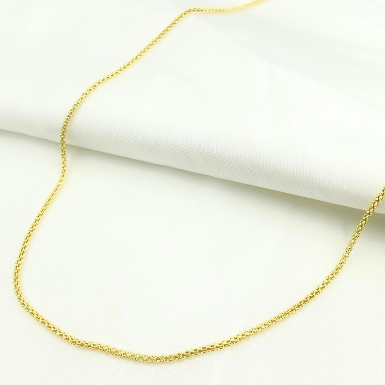 Cadena tipo palomitas de maíz de oro amarillo macizo de 14k, collar unisex para combinar con otros collares. 180KORD imagen 6