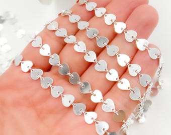Sterling Silver Sequin Heart Chain, Italian Bulk Jewelry Supply. V131SS