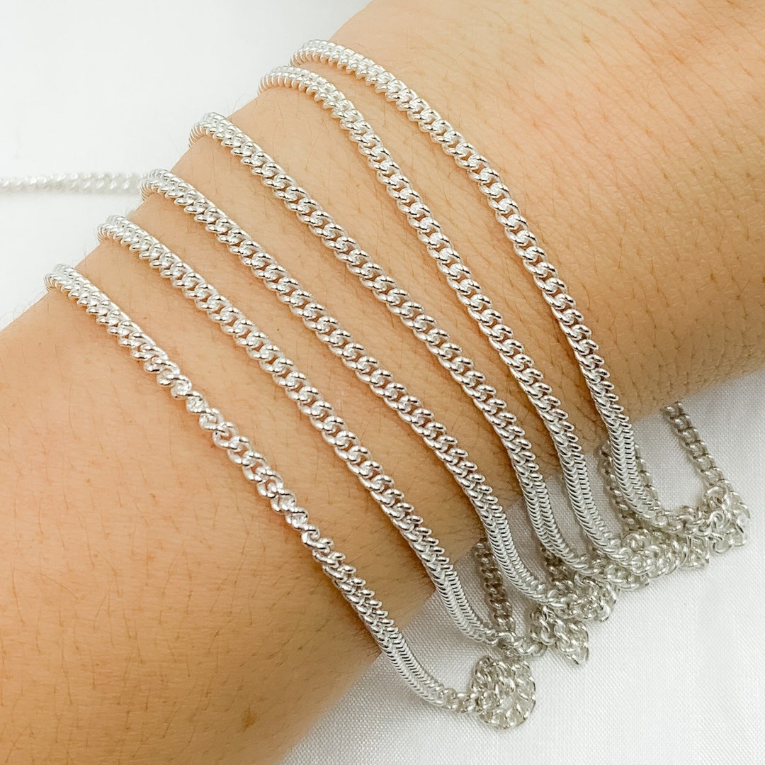 925 Sterling Silver Curb 2.5mm Link Chain, Silver Curb Chains ...