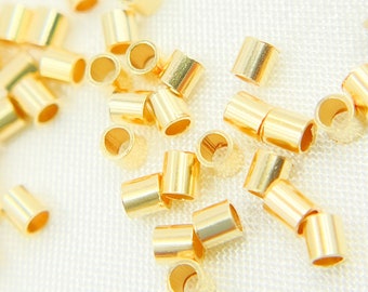 50 pcs. 2x2mm 14k Gold Filled Crimp Bead, Real Gold Filled Crimp Tube, Gold Filled Finding, Gold Filled Jewelry Findings. Crimp Bead GF