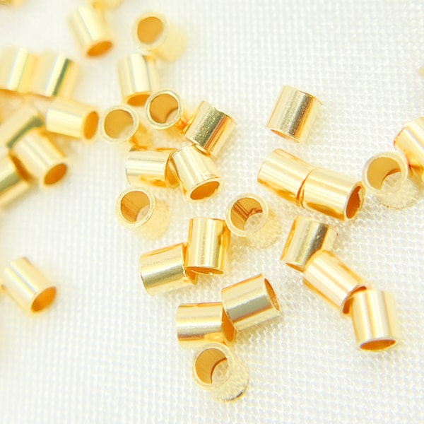 50 pcs. 2x2mm 14k Gold Filled Crimp Bead, Real Gold Filled Crimp Tube, Gold Filled Finding, Gold Filled Jewelry Findings. Crimp Bead GF