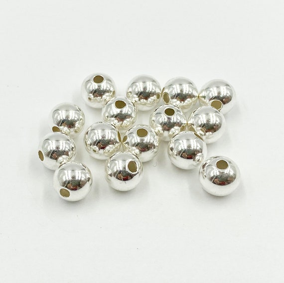 25pcs 6mm 925 Silver Seamless Beads, Round Silver Beads, Spacer